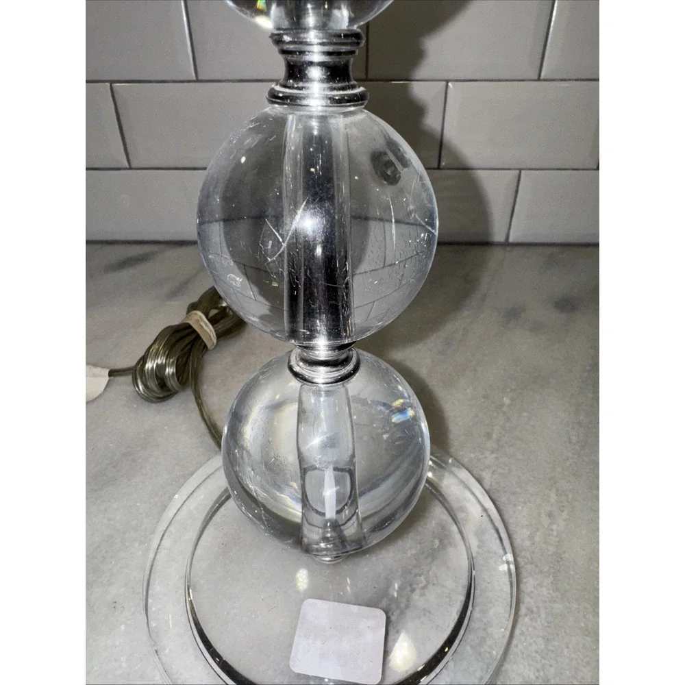 Vtg Acrylic‎ Lucite/silver Stacked Ball Table Lamp GW997